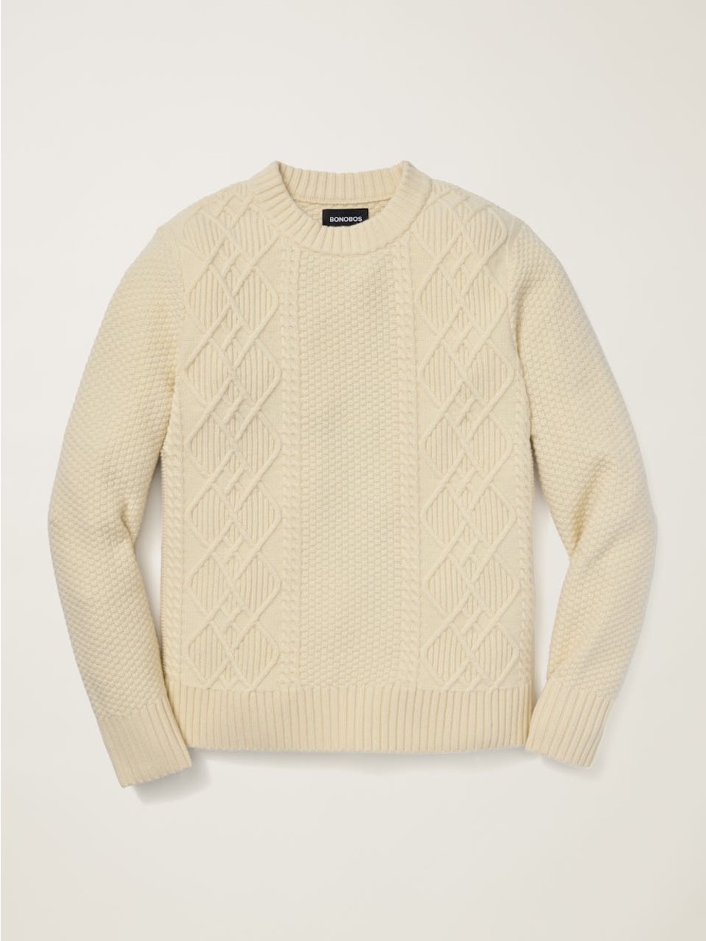 Bonobos Men’s Cream Extrafine Merino Cable Sweater Size M